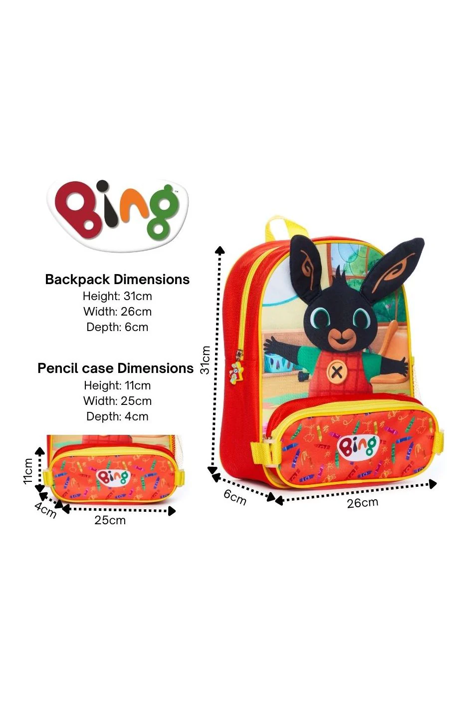 Kids Bing Bunny Backpack and Pencil Case Nursery School Rucksack Lunch Bag - Image 7