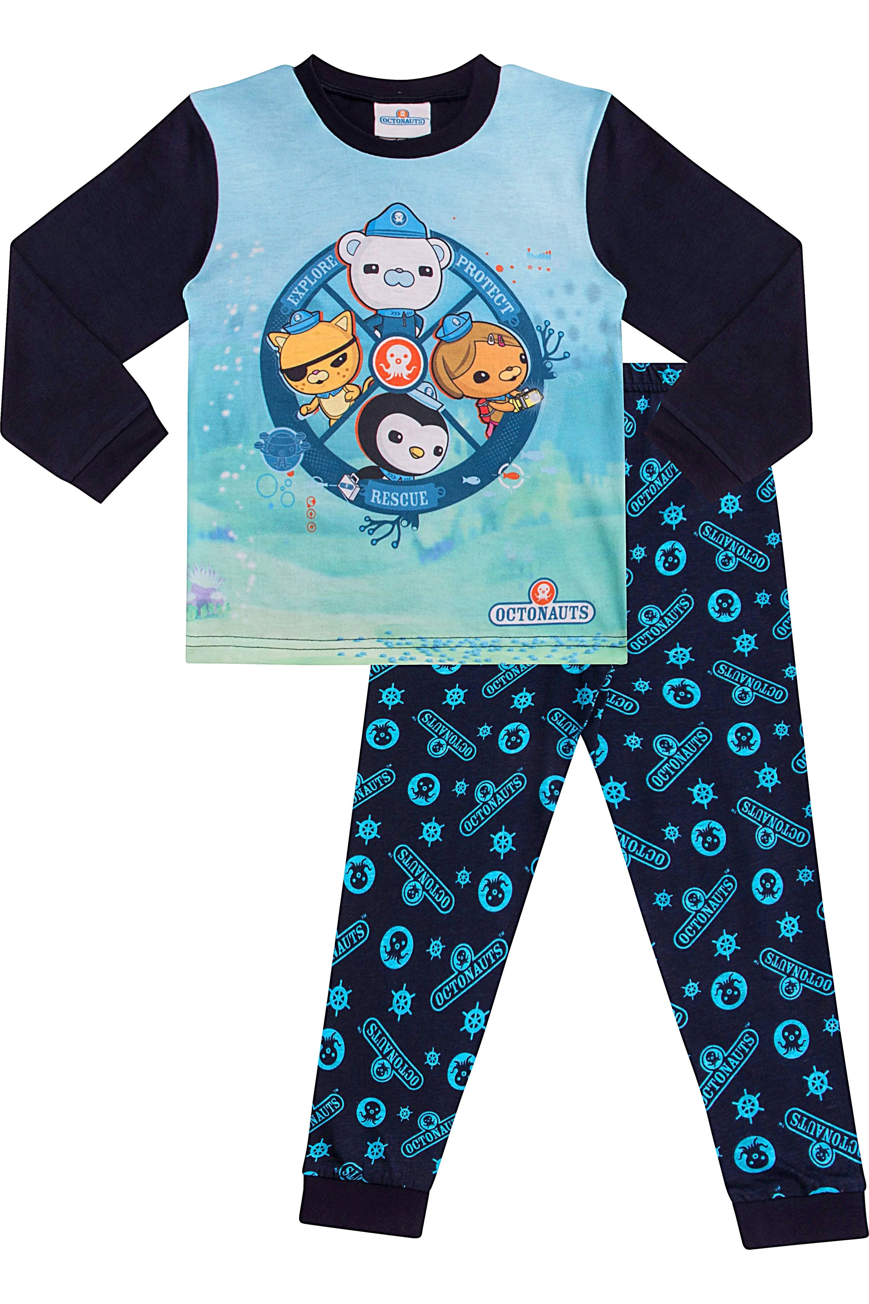 Boys Octonauts Explore Rescue Protect Pyjamas Blue Long PJs - Image 3