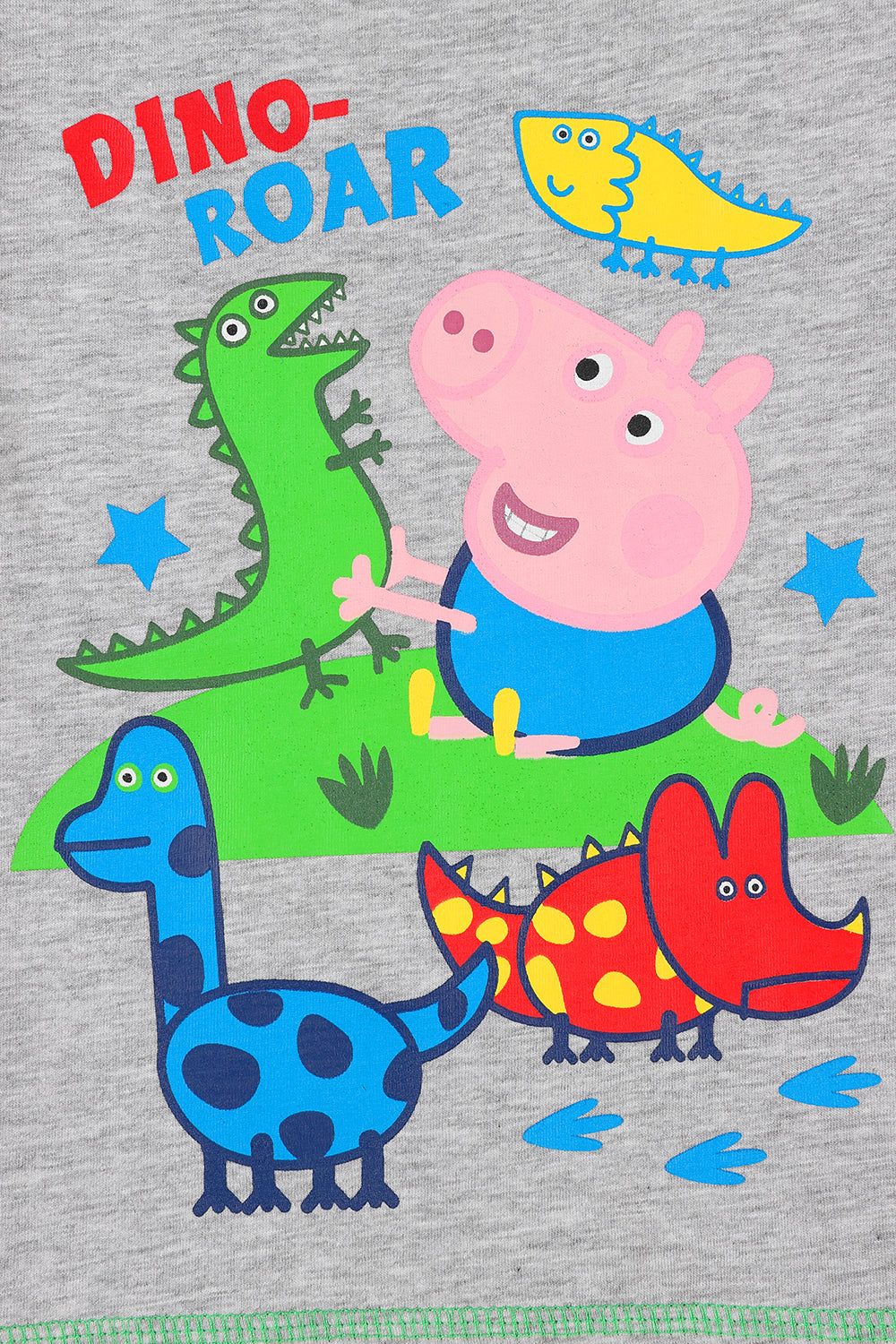 Boys Grey Peppa George Pig 'Dino Roar' Short Pyjamas - Image 3
