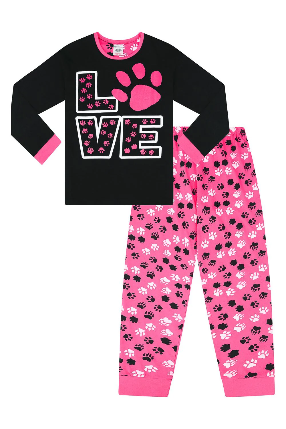 Cute Girl's Love Animal Paw Print Pyjamas - Image 3