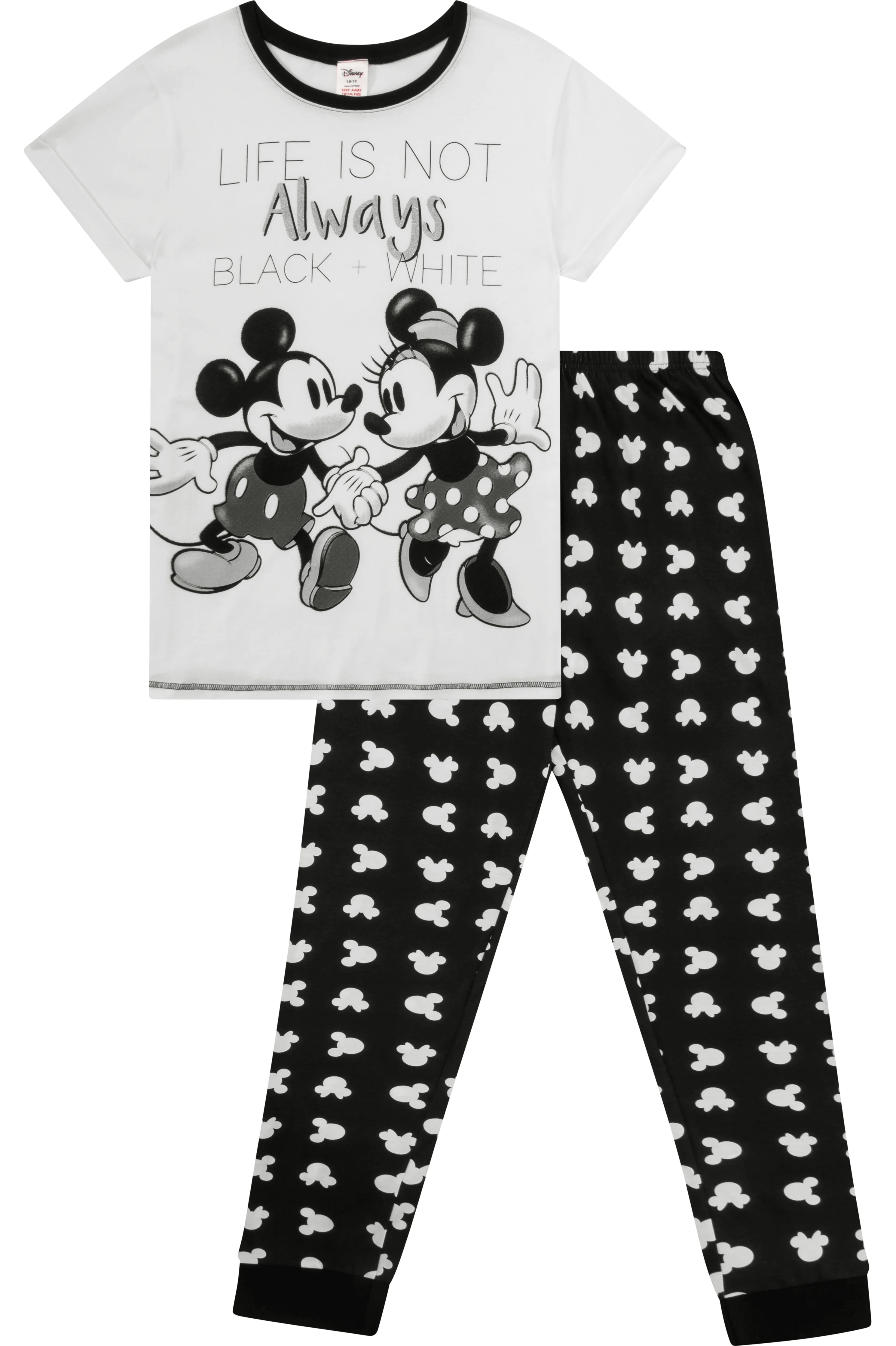Women's Minnie and Mickey Mouse 'Life Not Always Black & White' Long Pyjamas - Image 3