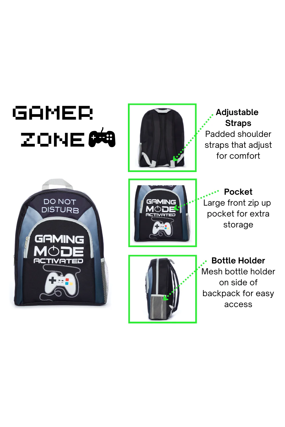 Kids Do Not Disturb Gaming Mode Activated Gamer Backpack - Image 6