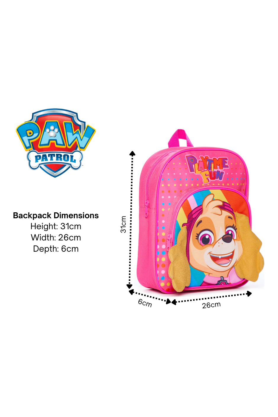 Paw Patrol Skye Playtime Fun Pink Backpack - Image 7